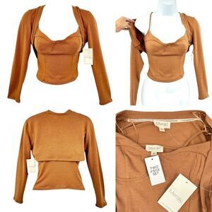 Meraki Shoulder Cardigan and Tank Top Two Piece Set Size L NWT